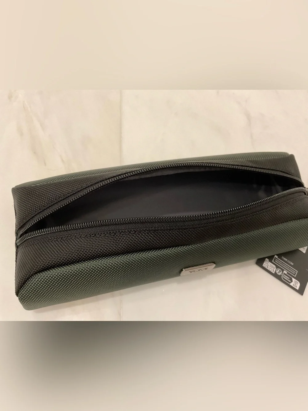 NEW - TUMI Zippered Ballistic Nylon Pencil Case - Cord Pouch - SPRUCE GREEN